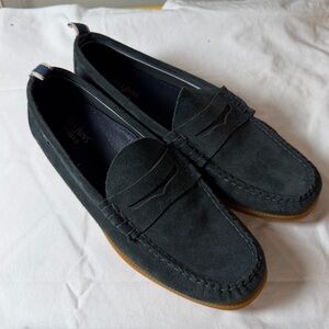 Like New Bass Weejuns Size 10 Men's Navy Suede Leather Slip On Loafers